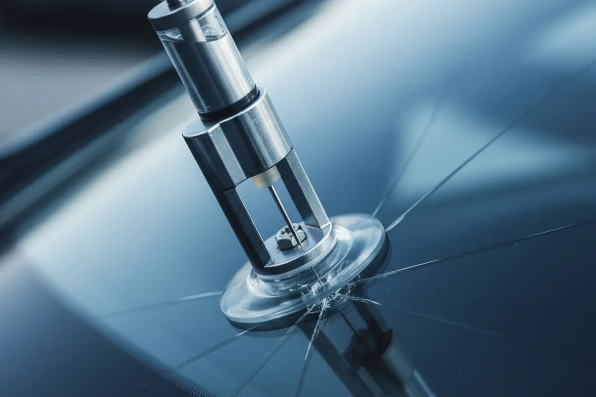 Resin chip and crack repair on a windshield in London, Ontario
